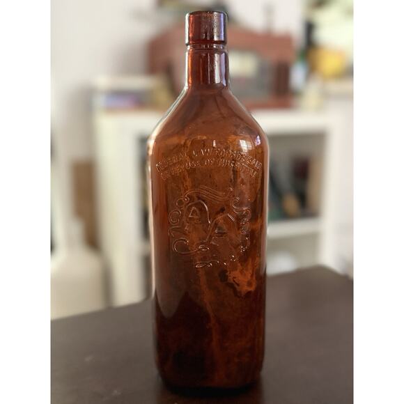 1957 50s Vintage AA Ancient Age Embossed Whiskey Bottle Kentucky Bourbon Amber - Picture 1 of 7